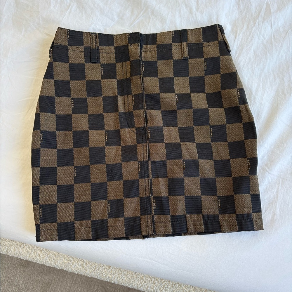 Vintage Fendi Black and Brown Checkered Mini Skirt